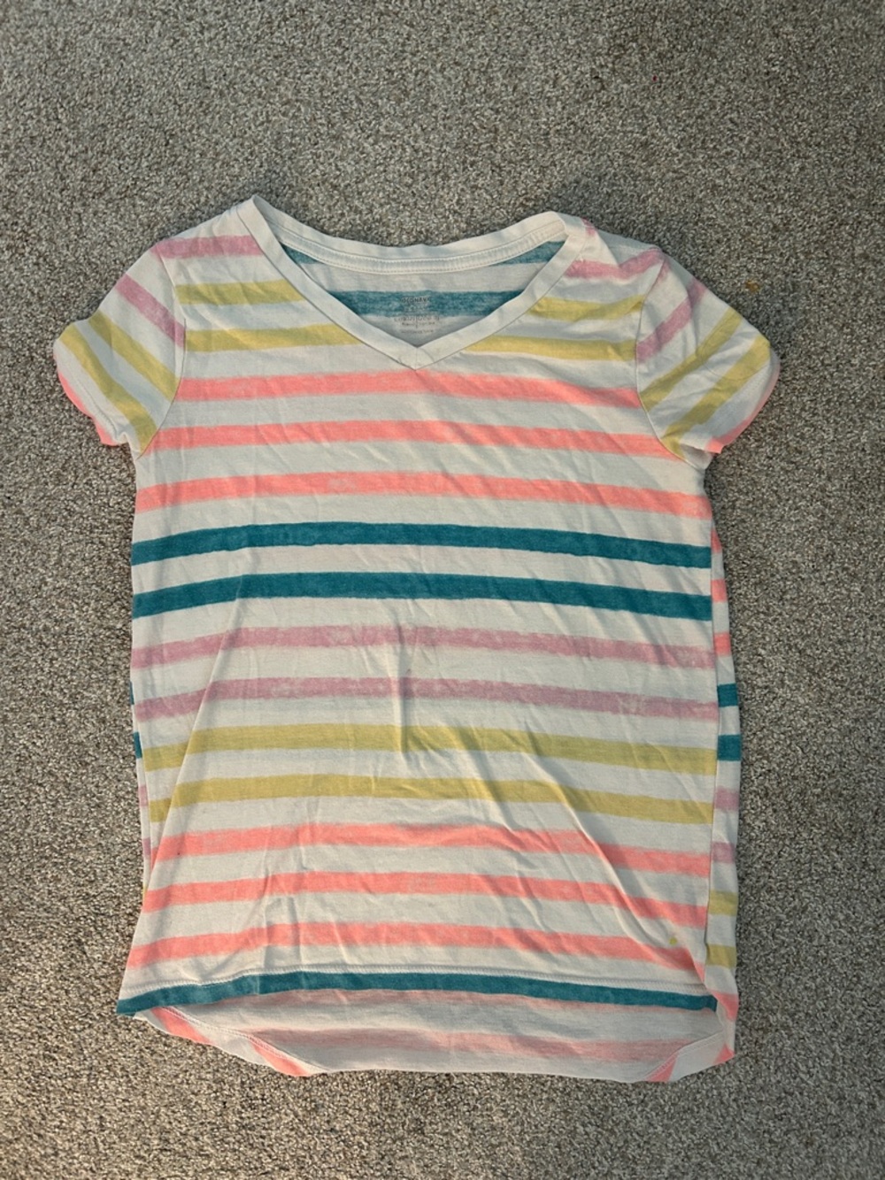 Old Navy Girls White Tee with Multicolor Stripes